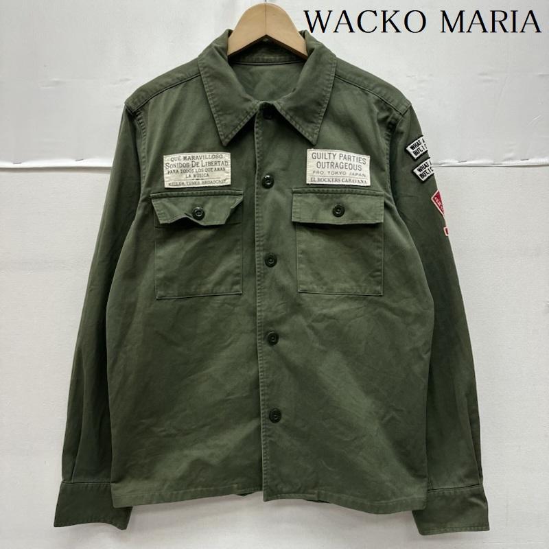 ワコマリア WACKO MARIA ジャケット、上着 ジャンパー、ブルゾン スカル フラワー バックプリント ミリタリー シャツ ジャケット M カーキオリーブ / カーキオリーブ / メンズ USED 古着 中古 50161577
