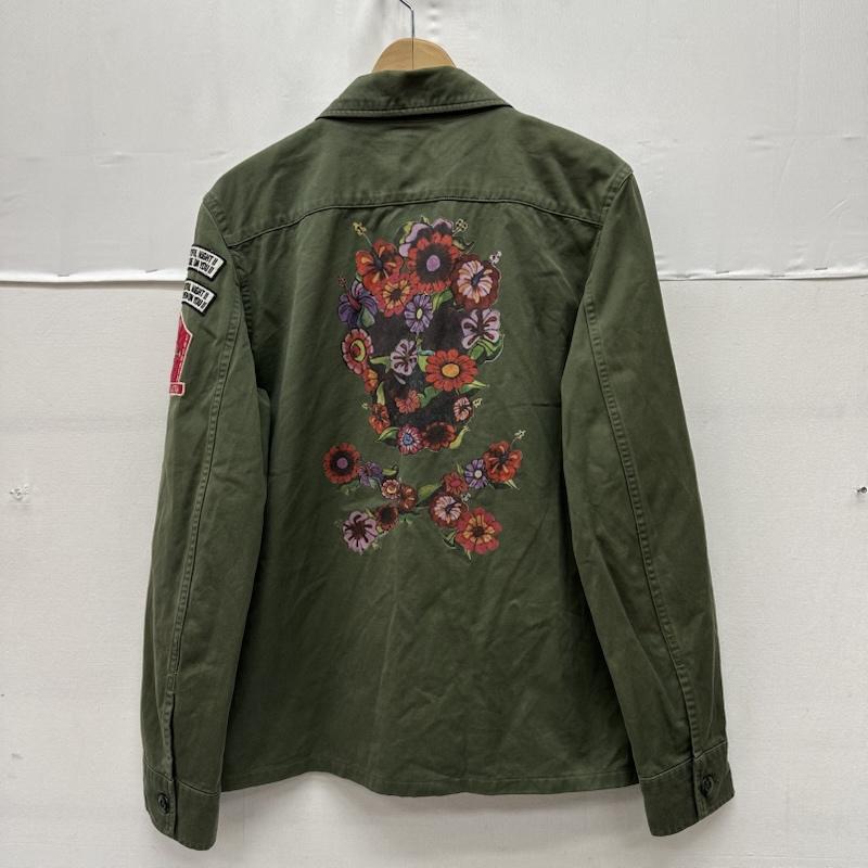 ワコマリア WACKO MARIA ジャケット、上着 ジャンパー、ブルゾン スカル フラワー バックプリント ミリタリー シャツ ジャケット M カーキオリーブ / カーキオリーブ / メンズ USED 古着 中古 50161577