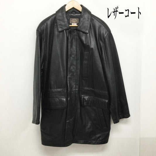 古着 USED コート コート一般 レザーハーフコート　羊革 M 無地 黒 / ブラック / black メンズ USED 古着 中古 50161580