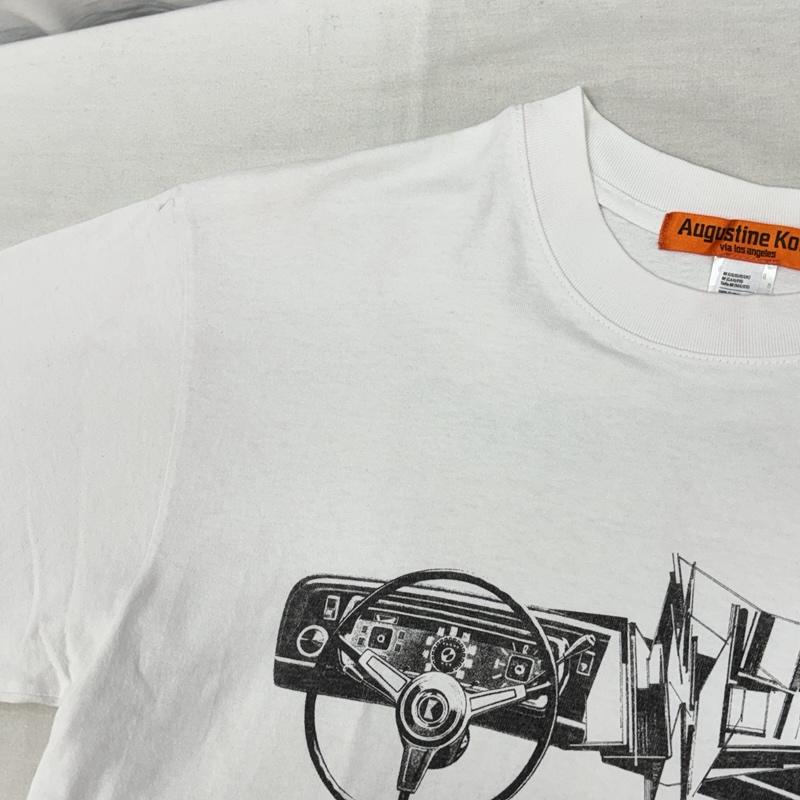 古着 USED Tシャツ 半袖 Augustine Kofie カー グラフィック クルーネック Tシャツ M 白 / ホワイト / white メンズ USED 古着 中古 50161587