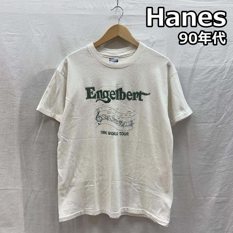 ヘインズ HANES Tシャツ 半袖 Engelbert エンゲルベルト 90年代 ワールドツアー ロゴ バンド Tシャツ バンT 90s VINTAGE L 白 / ホワイト / white メンズ USED 古着 中古 50161595