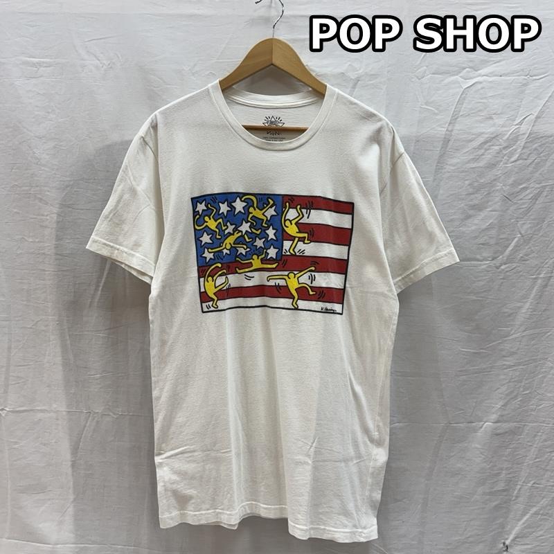 古着 USED Tシャツ 半袖 POP SHOP 00年代 USA製 キースヘリング 星条旗 クルーネック Tシャツ 00s M 白 / ホワイト / white メンズ USED 古着 中古 50161596