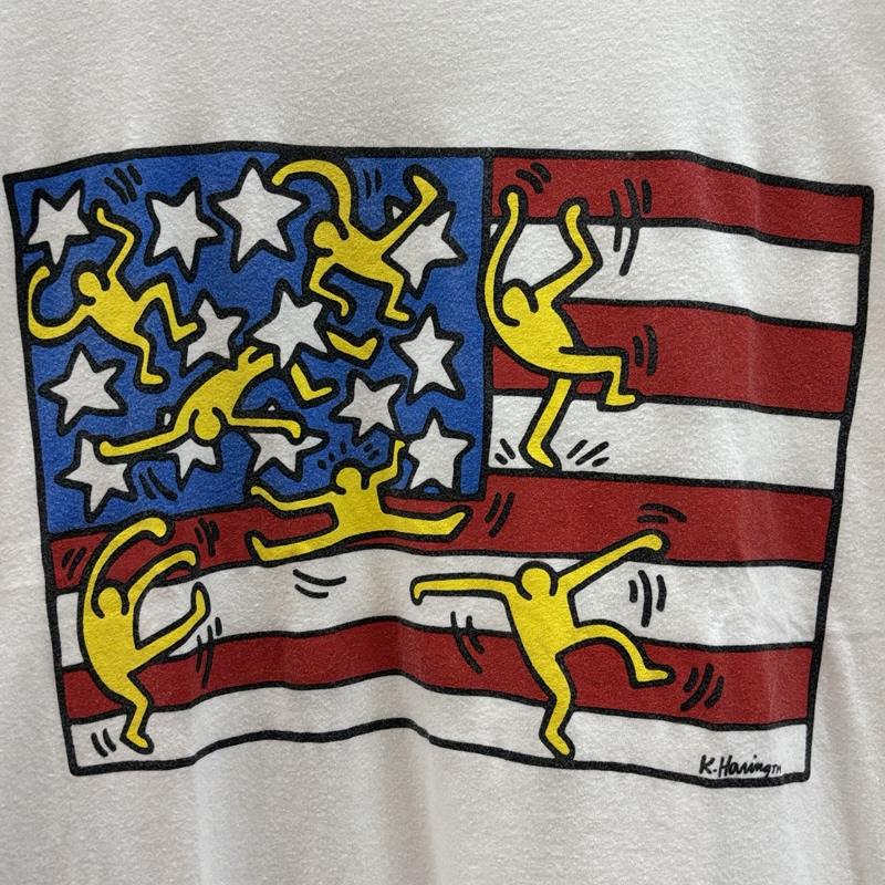 古着 USED Tシャツ 半袖 POP SHOP 00年代 USA製 キースヘリング 星条旗 クルーネック Tシャツ 00s M 白 / ホワイト / white メンズ USED 古着 中古 50161596
