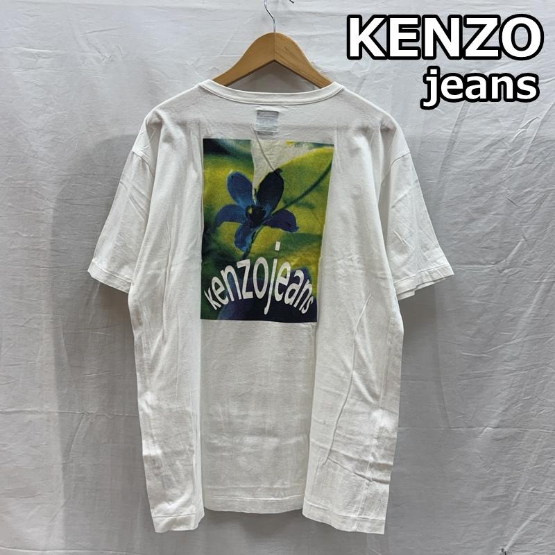 ケンゾージーンズ KENZOJEANS Tシャツ 半袖 バック フラワー ロゴ クルーネック 半袖 Tシャツ FREE 白 / ホワイト / white メンズ USED 古着 中古 50161597