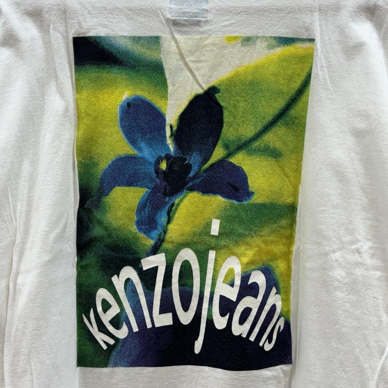ケンゾージーンズ KENZOJEANS Tシャツ 半袖 バック フラワー ロゴ クルーネック 半袖 Tシャツ FREE 白 / ホワイト / white メンズ USED 古着 中古 50161597