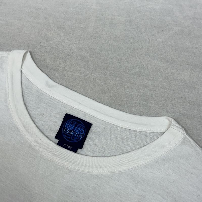ケンゾージーンズ KENZOJEANS Tシャツ 半袖 バック フラワー ロゴ クルーネック 半袖 Tシャツ FREE 白 / ホワイト / white メンズ USED 古着 中古 50161597