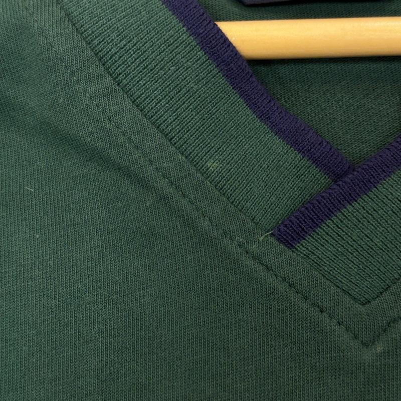 エディーバウアー Eddie Bauer Tシャツ 半袖 90年代 ビンテージ EBTEK パネル切替し Vネック Tシャツ 90s VINTAGE S 緑 / グリーン / green X 白 / ホワイト / white メンズ USED 古着 中古 50161600