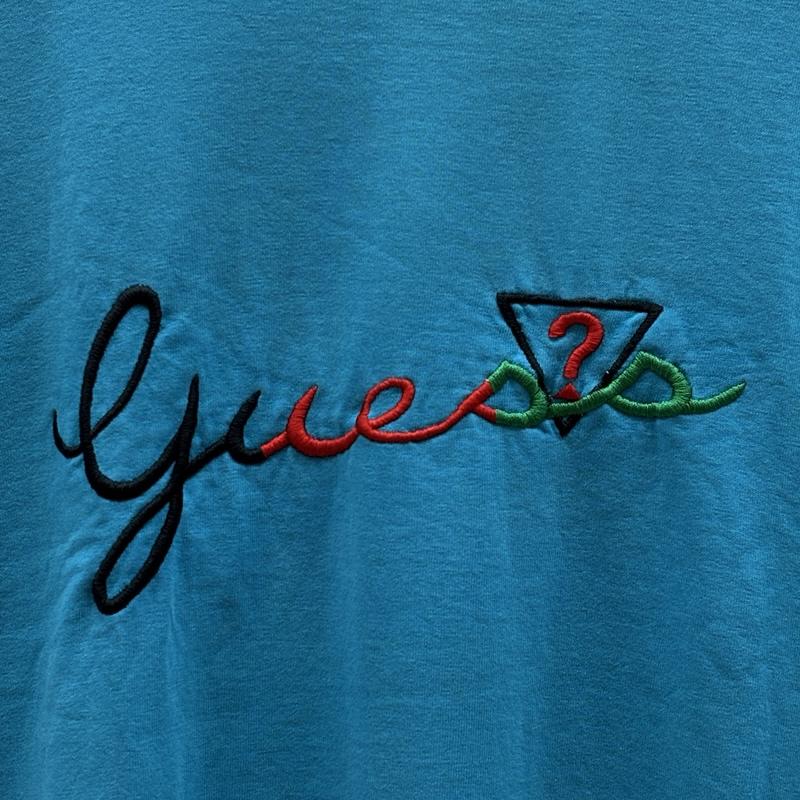 ゲス Guess Tシャツ 半袖 90年代 ビンテージ USA製 Hanes ヘインズ 筆記体 刺繍ロゴ Tシャツ 90s VINTAGE L メンズ USED 古着 中古 50161601