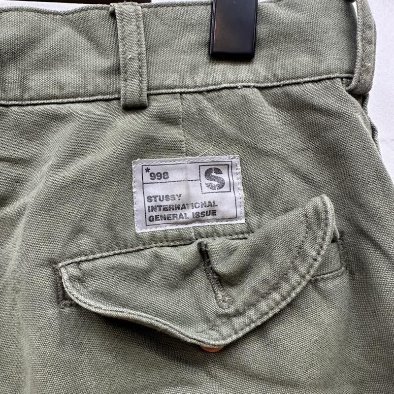 ステューシー STUSSY パンツ ショートパンツ 90s 紺タグ ワーク チノ ハーフ パンツ 32インチ カーキオリーブ / カーキオリーブ / メンズ USED 古着 中古 50161608