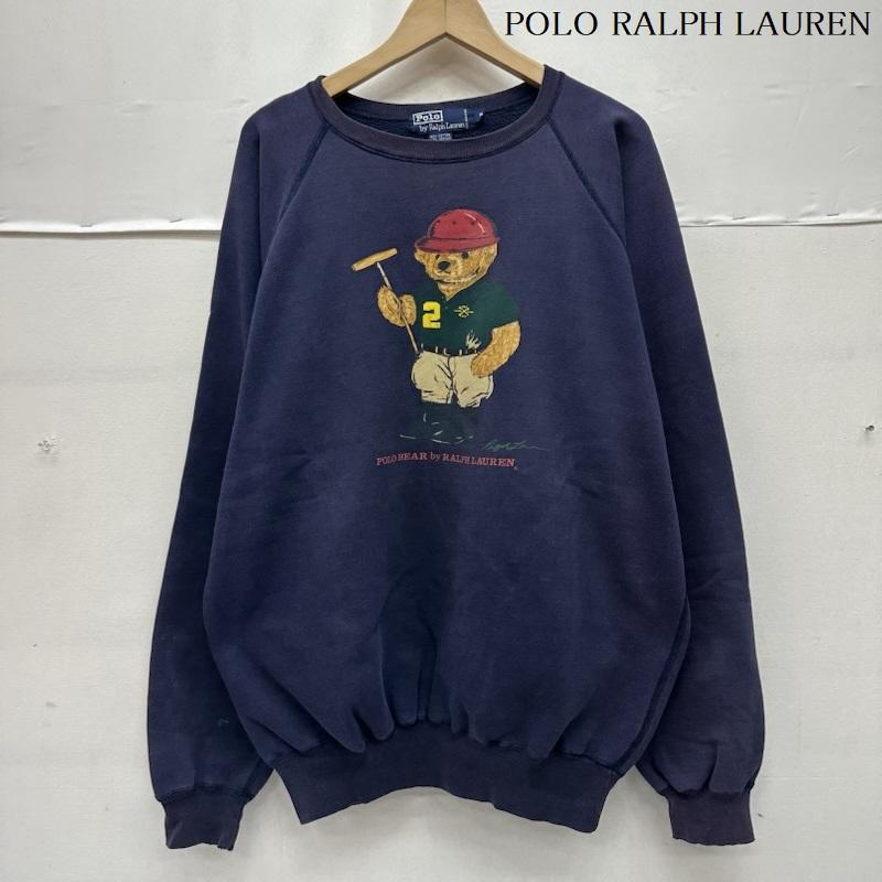 ポロラルフローレン POLO RALPH LAUREN トレーナー 長袖 90s POLO BEAR ポロベア プリント スウェット M 紺 / ネイビー / navy メンズ USED 古着 中古 50161609
