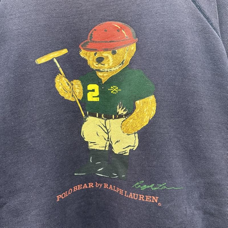 ポロラルフローレン POLO RALPH LAUREN トレーナー 長袖 90s POLO BEAR ポロベア プリント スウェット M 紺 / ネイビー / navy メンズ USED 古着 中古 50161609