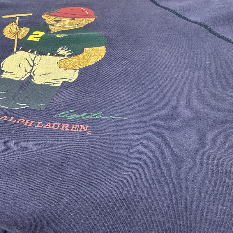 ポロラルフローレン POLO RALPH LAUREN トレーナー 長袖 90s POLO BEAR ポロベア プリント スウェット M 紺 / ネイビー / navy メンズ USED 古着 中古 50161609
