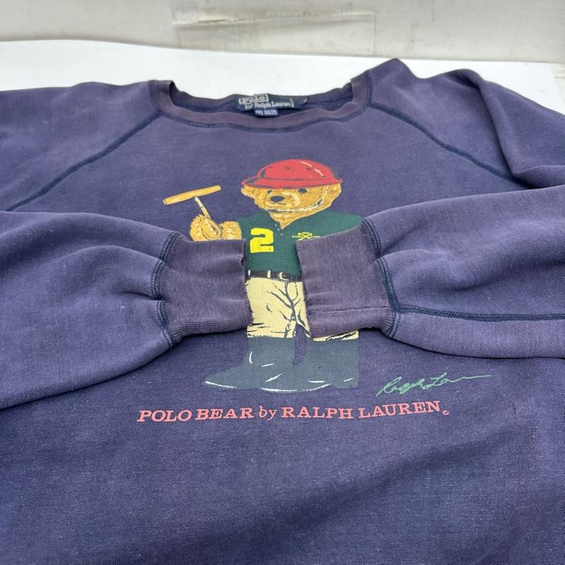 ポロラルフローレン POLO RALPH LAUREN トレーナー 長袖 90s POLO BEAR ポロベア プリント スウェット M 紺 / ネイビー / navy メンズ USED 古着 中古 50161609