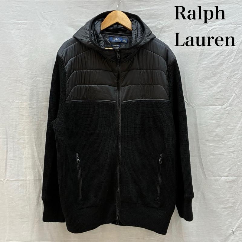 ポロラルフローレン POLO RALPH LAUREN ジャケット、上着 ジャンパー、ブルゾン ナイロン 切替 メリノ ウール リブ ニット ダブルジップ フーデッド ジャケット XL メンズ USED 古着 中古 50161614