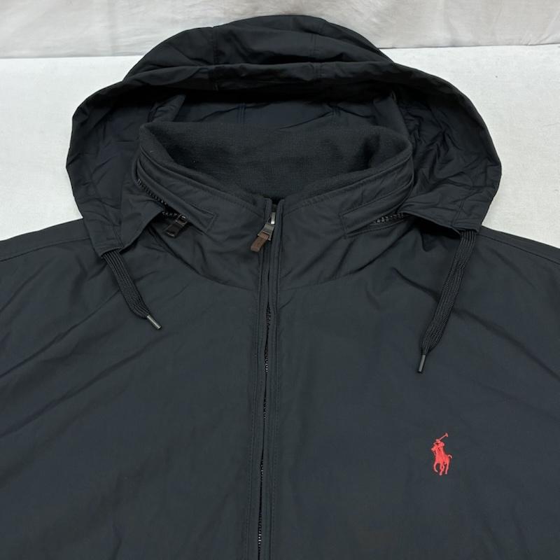 ポロラルフローレン POLO RALPH LAUREN ジャケット、上着 ジャンパー、ブルゾン 2WAY 収納 フード 中綿 ジップアップ ナイロン ジャケット ブルゾン 裏フリース ポニー 刺繍 XL メンズ USED 古着 中古 50161617