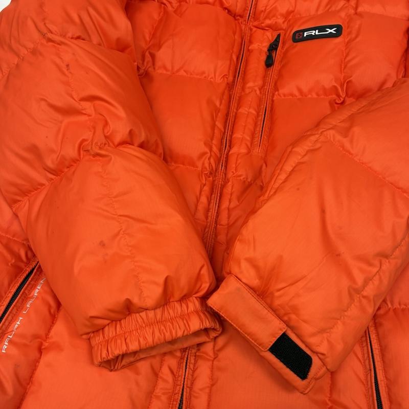 ラルフローレン RALPHLAUREN ジャケット、上着 ダウンジャケット ラバー ロゴ スタンドカラー ジップアップ ダウンジャケット 2WAY 収納 フード L メンズ USED 古着 中古 50161625