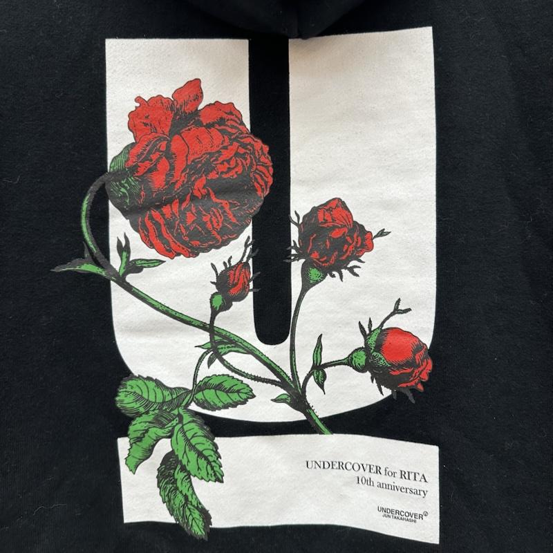 アンダーカバー UNDERCOVER パーカー 長袖 RITA U ロゴ 薔薇 プリント パーカー 19FW UR-04 1 黒 / ブラック / black メンズ USED 古着 中古 50161636