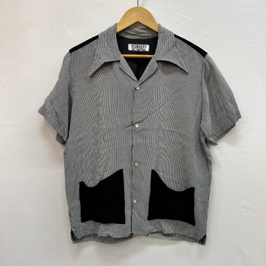 古着 USED シャツ、ブラウス 半袖 COUNTER ACTION ヒッコリー ストライプ 開襟シャツ ロカビリー M 紺 / ネイビー / navy メンズ USED 古着 中古 50161643