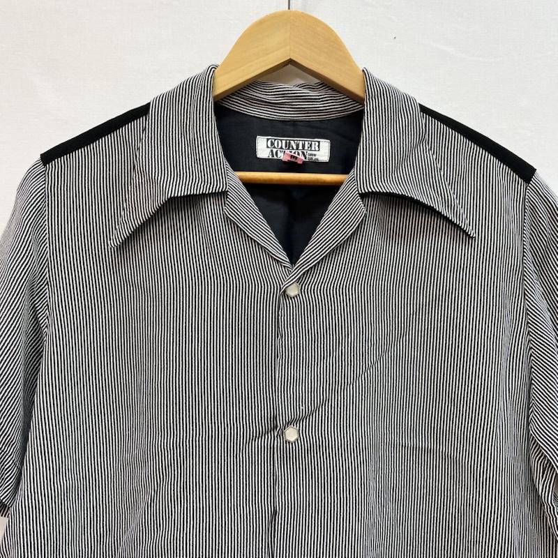 古着 USED シャツ、ブラウス 半袖 COUNTER ACTION ヒッコリー ストライプ 開襟シャツ ロカビリー M 紺 / ネイビー / navy メンズ USED 古着 中古 50161643