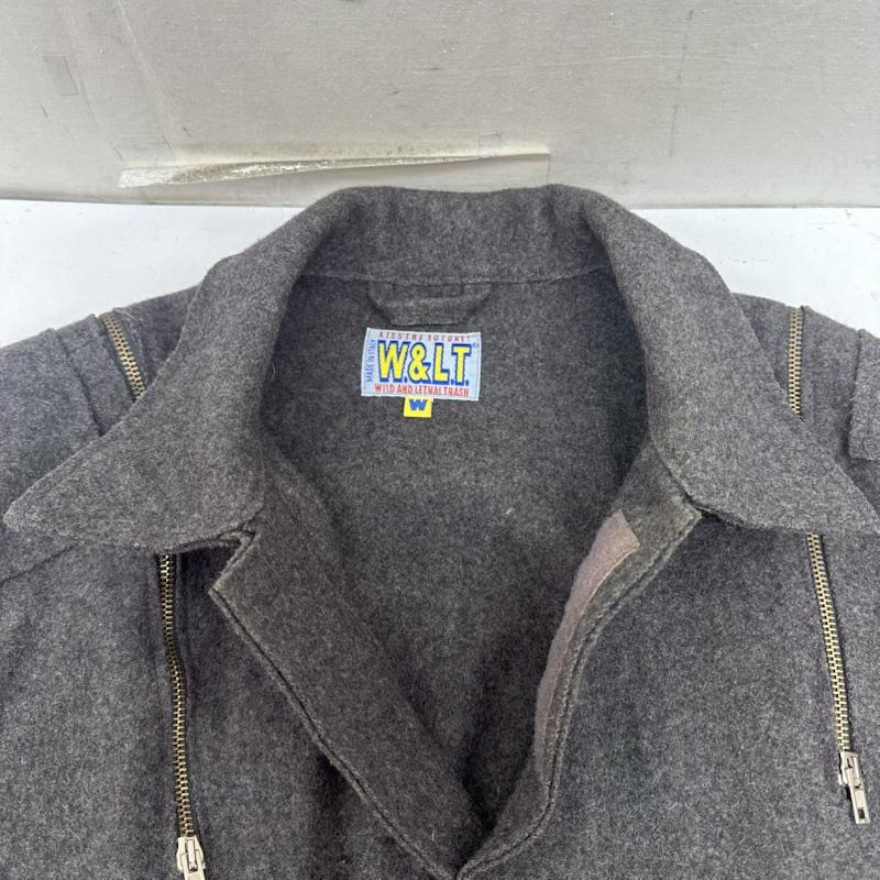 ウォルト W&LT ジャケット、上着 ジャンパー、ブルゾン 90s イタリア製 Walter Van Beirendonck ジップ デザイン ウール ハーフ コート L 灰 / グレー / gray メンズ USED 古着 中古 50161663
