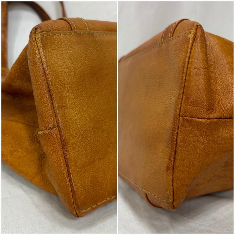 ゲンテン genten トートバッグ トートバッグ レザートートバッグ ロゴ キャメルブラウン - ロゴ、文字 キャメル / キャメル / レディース USED 古着 中古 50161670
