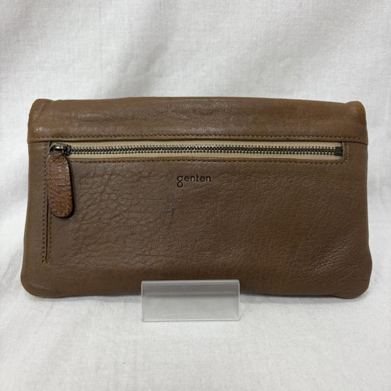 ゲンテン genten 財布 長財布 レザー エンベロープ財布 レター型 長財布 ナッパレザー ベージュブラウン 無地 ベージュ / ベージュ / beige レディース USED 古着 中古 50161673
