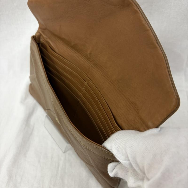 ゲンテン genten 財布 長財布 レザー エンベロープ財布 レター型 長財布 ナッパレザー ベージュブラウン 無地 ベージュ / ベージュ / beige レディース USED 古着 中古 50161673
