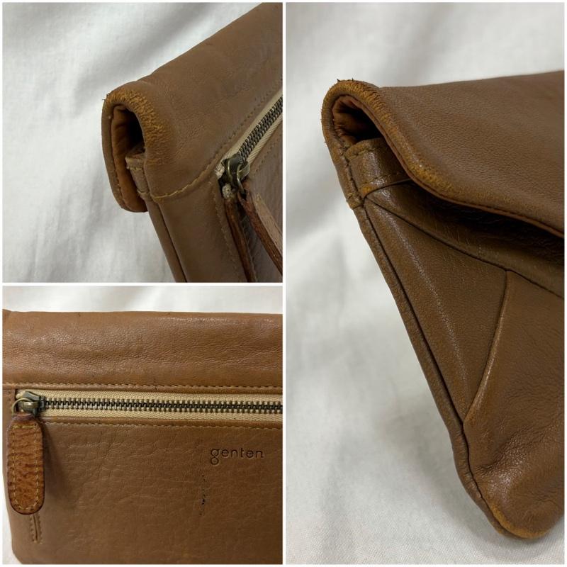 ゲンテン genten 財布 長財布 レザー エンベロープ財布 レター型 長財布 ナッパレザー ベージュブラウン 無地 ベージュ / ベージュ / beige レディース USED 古着 中古 50161673
