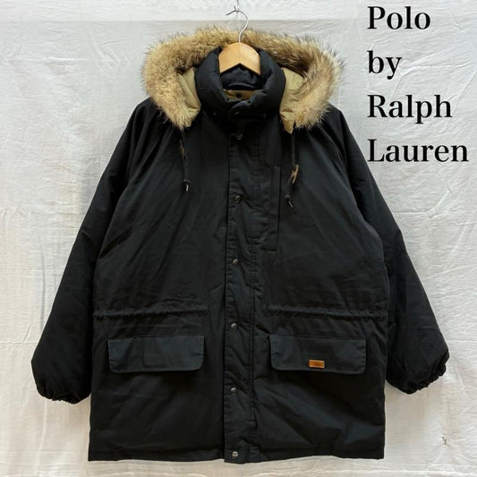 ポロバイラルフローレン Polo by RALPH LAUREN ジャケット、上着 ダウンジャケット 90s フーデッド ファー ダウン ジャケット 2WAY 着脱フード スタンドカラー オールド ヴィンテージ M メンズ USED 古着 中古 50161678