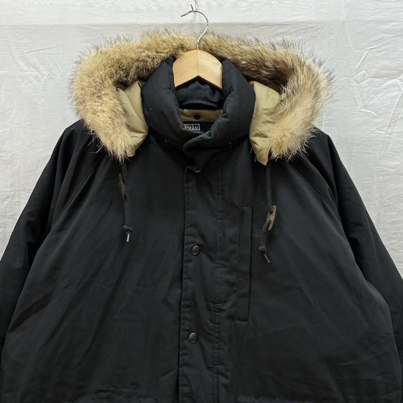 ポロバイラルフローレン Polo by RALPH LAUREN ジャケット、上着 ダウンジャケット 90s フーデッド ファー ダウン ジャケット 2WAY 着脱フード スタンドカラー オールド ヴィンテージ M メンズ USED 古着 中古 50161678