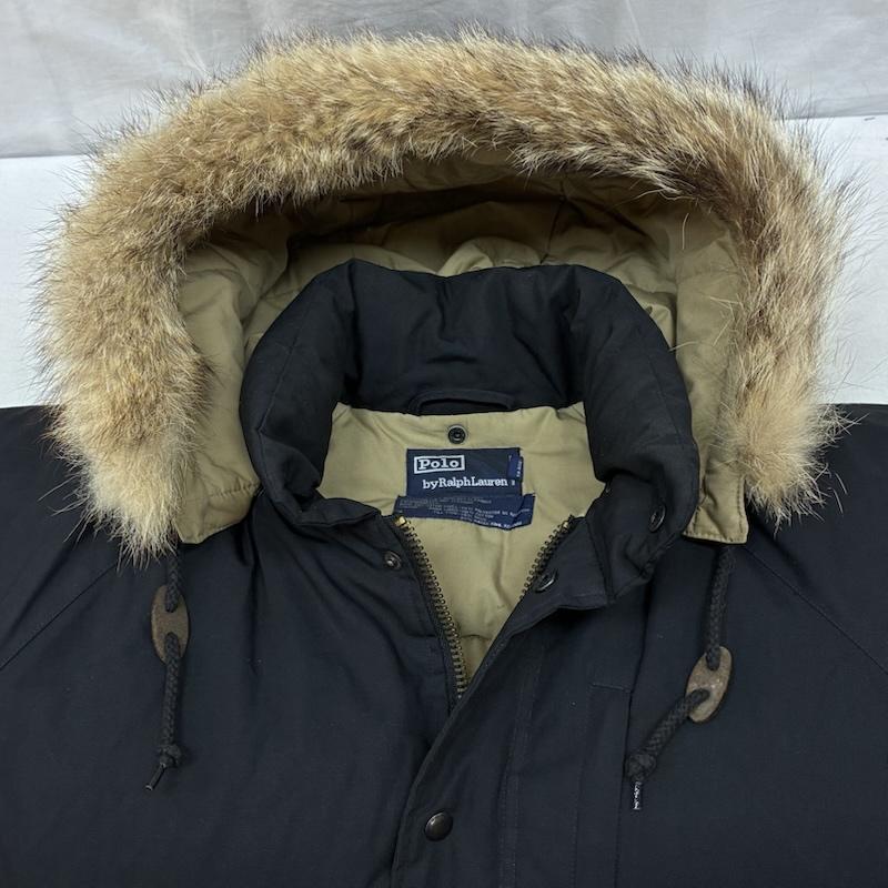 ポロバイラルフローレン Polo by RALPH LAUREN ジャケット、上着 ダウンジャケット 90s フーデッド ファー ダウン ジャケット 2WAY 着脱フード スタンドカラー オールド ヴィンテージ M メンズ USED 古着 中古 50161678
