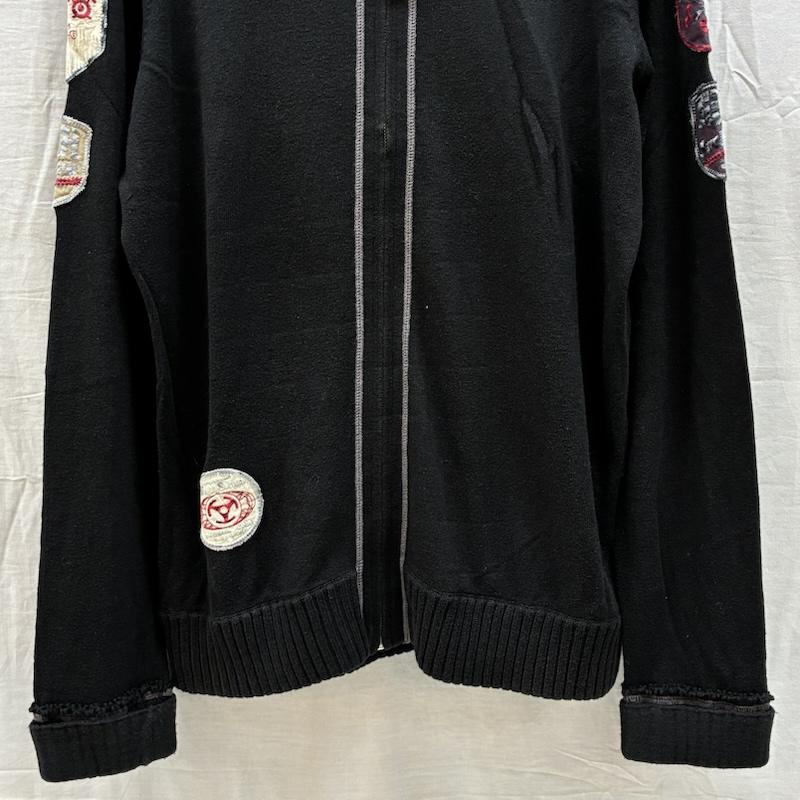 ディーゼル DIESEL ニット、セーター 長袖 ロゴ ワッペン ジップアップ ドライバーズ ニット セーター カーディガン XL メンズ USED 古着 中古 50161681