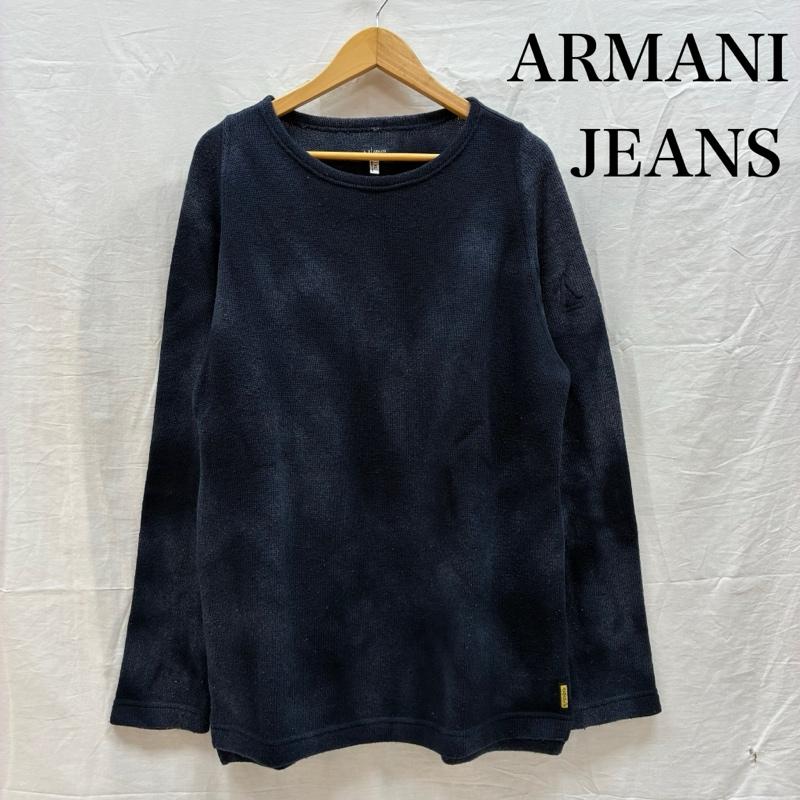 アルマーニ ジーンズ ARMANI JEANS ニット、セーター 長袖 アクリル ウール コットン クルーネック タイダイ プルオーバー ニット セーター イタリア製 XL メンズ USED 古着 中古 50161698