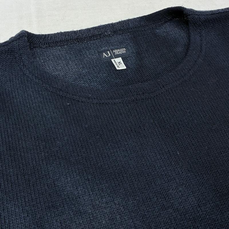 アルマーニ ジーンズ ARMANI JEANS ニット、セーター 長袖 アクリル ウール コットン クルーネック タイダイ プルオーバー ニット セーター イタリア製 XL メンズ USED 古着 中古 50161698