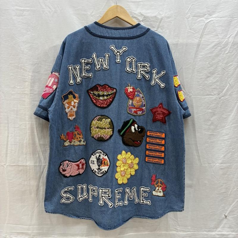 シュプリーム Supreme シャツ、ブラウス 半袖 21ss Patches Denim Baseball Jersey パッチ デニム ベースボール ジャージー SUP-SS21-237 L メンズ USED 古着 中古 50161709