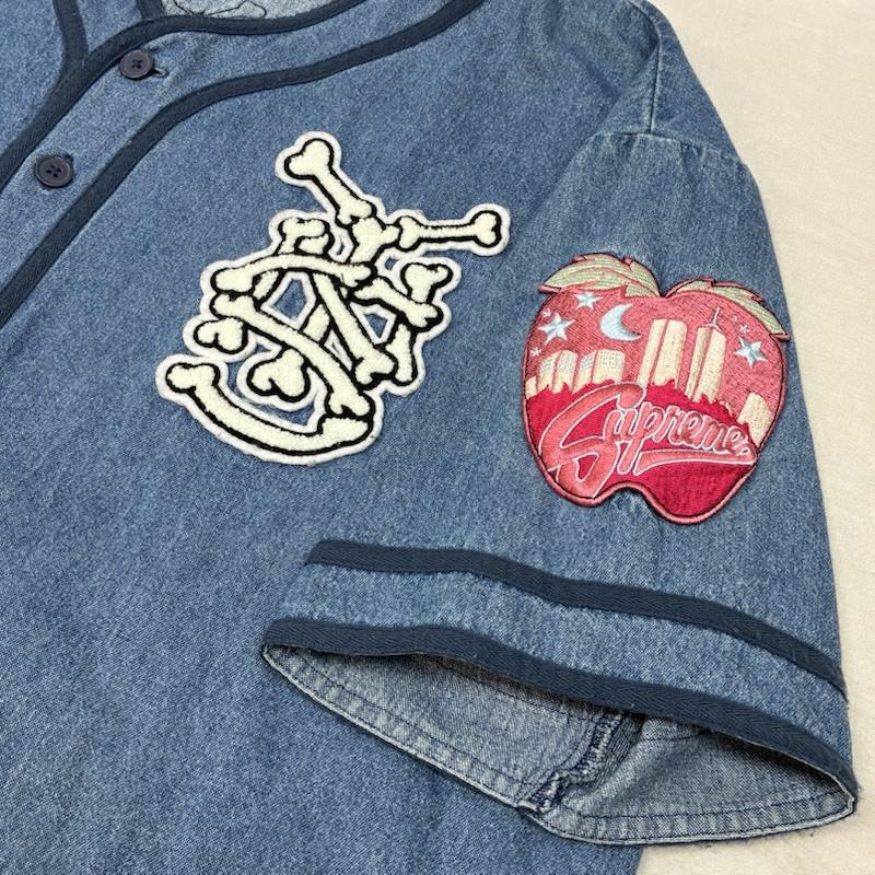 シュプリーム Supreme シャツ、ブラウス 半袖 21ss Patches Denim Baseball Jersey パッチ デニム ベースボール ジャージー SUP-SS21-237 L メンズ USED 古着 中古 50161709