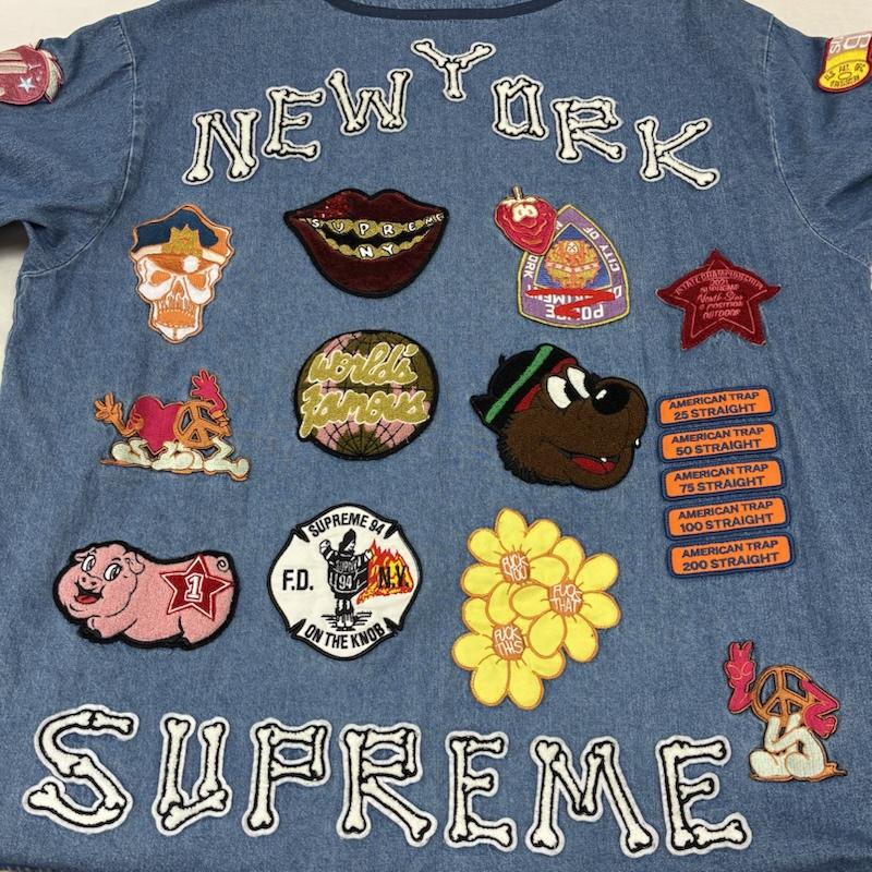 シュプリーム Supreme シャツ、ブラウス 半袖 21ss Patches Denim Baseball Jersey パッチ デニム ベースボール ジャージー SUP-SS21-237 L メンズ USED 古着 中古 50161709