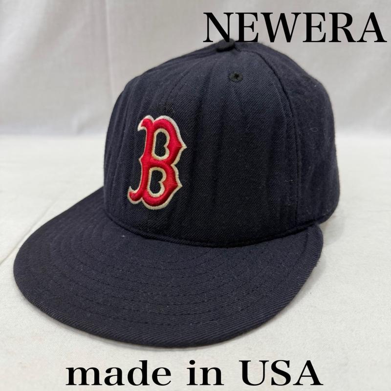 ニューエラ NEW ERA 帽子 キャップ USA製 80s 90s VINTAGE Boston Red Sox BB CAP SIZE:7 - ロゴ、文字 紺 / ネイビー / navy メンズ USED 古着 中古 50161711