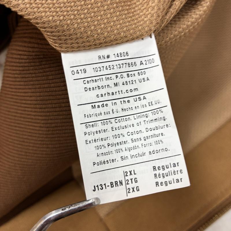カーハート Carhartt ジャケット、上着 ジャンパー、ブルゾン アクティブ ジャケット ダック パーカー ワーク フーデッド カバーオール J131-BRN XXL メンズ USED 古着 中古 50161717