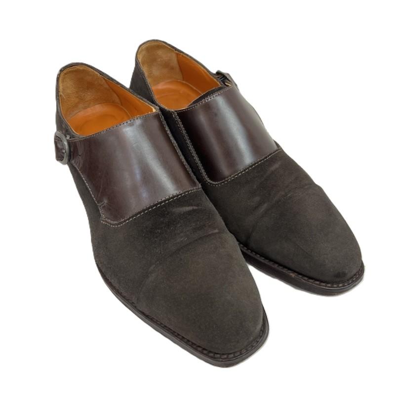 古着 USED 革靴 革靴 ZAMPRIERE ザンピエレ モンクストラップ レザーシューズ size7 - 茶 / ブラウン / brown メンズ USED 古着 中古 50161719
