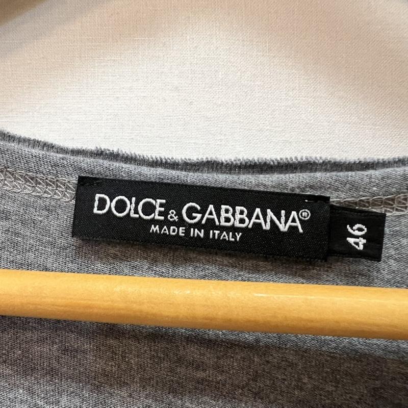 ドルチェアンドガッバーナ DOLCE&GABBANA Tシャツ 半袖 ロゴプレート ダメージ加工 Vネック Tシャツ 46 灰 / グレー / gray メンズ USED 古着 中古 50161755