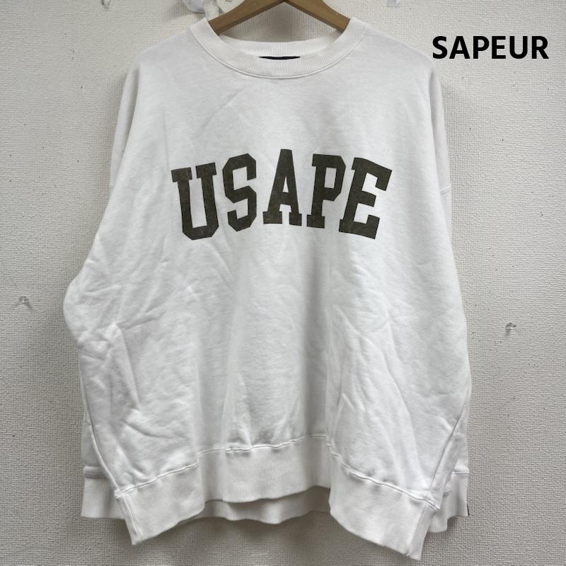 サプール SAPEUR トレーナー 長袖 USAPE メッセージ プリント クルーネック スウェット トレーナー L 白 / ホワイト / white メンズ USED 古着 中古 50161760