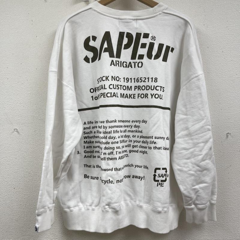 サプール SAPEUR トレーナー 長袖 USAPE メッセージ プリント クルーネック スウェット トレーナー L 白 / ホワイト / white メンズ USED 古着 中古 50161760