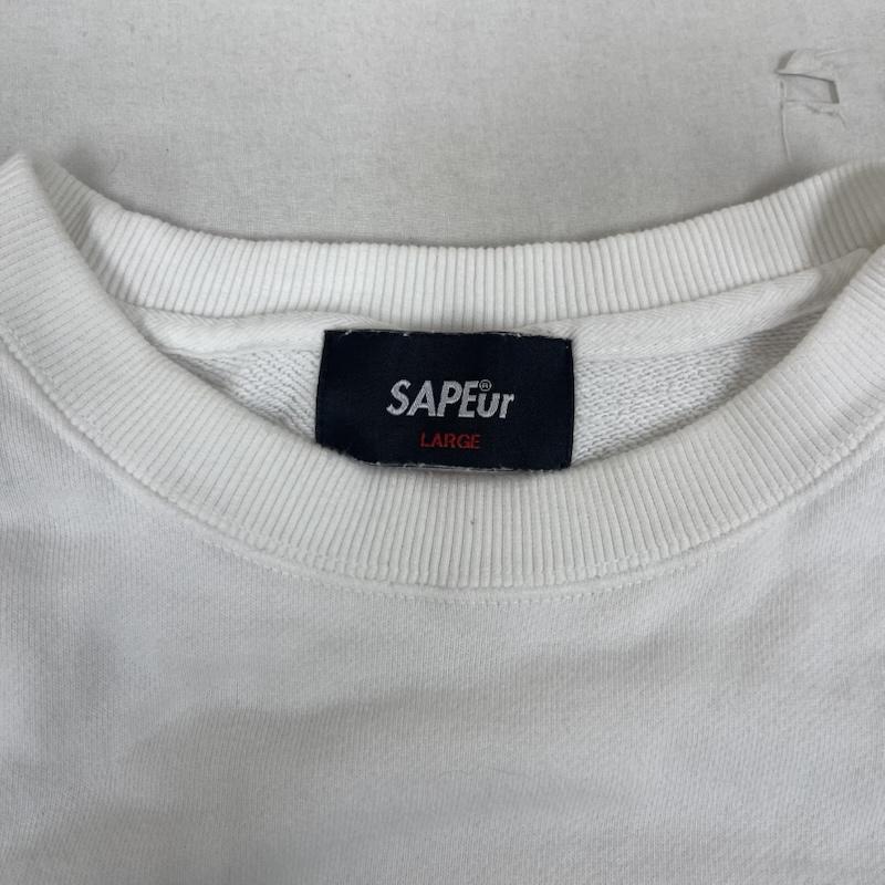 サプール SAPEUR トレーナー 長袖 USAPE メッセージ プリント クルーネック スウェット トレーナー L 白 / ホワイト / white メンズ USED 古着 中古 50161760