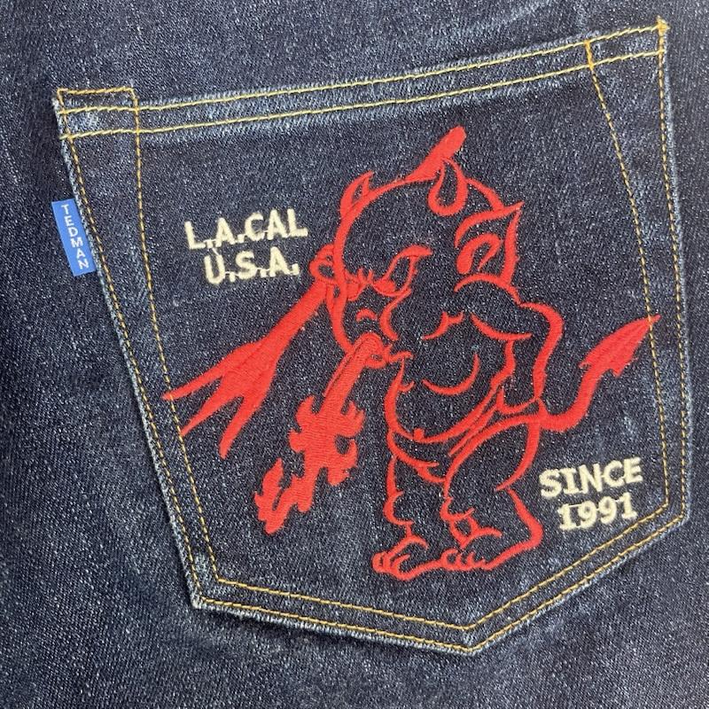テッドマン TEDMAN パンツ デニム、ジーンズ TED COMPANY DEVIL号 シリーズ 刺繍 赤耳 セルビッチ デニム パンツ 36インチ インディゴ / インディゴ / Indigo メンズ USED 古着 中古 50161768
