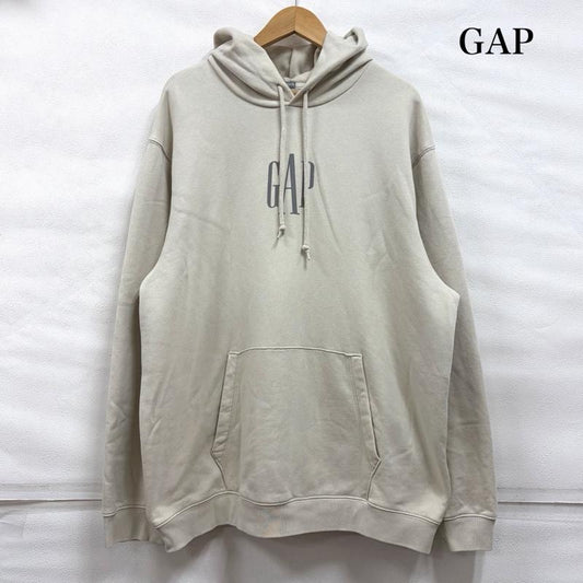 ギャップ GAP パーカー 長袖 ESTABLISHED 1969 リフレクター ロゴ プリント パーカー フーディー XL 無地 X プリント アイボリー / アイボリー / メンズ USED 古着 中古 50161772
