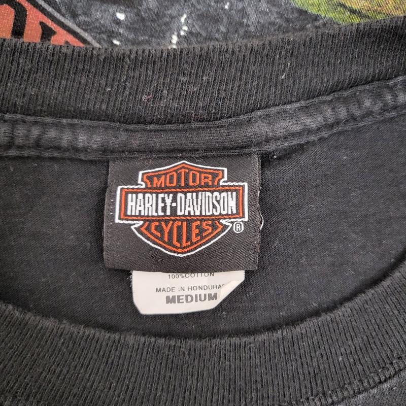 ハーレーダビッドソン Harley-Davidson Tシャツ 半袖 モーターサイクルバイクTシャツ コットン100 両面プリント ハーレー M 黒 / ブラック / black メンズ USED 古着 中古 50161787