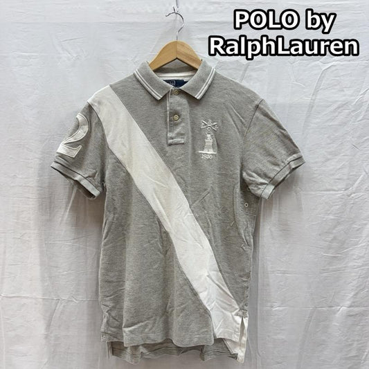 ポロバイラルフローレン Polo by RALPH LAUREN ポロシャツ 半袖 ロゴ 刺繍 鹿の子 ポロシャツ CUSTOM FIT スリランカ製 M 白 / ホワイト / white X 灰 / グレー / gray メンズ USED 古着 中古 50161792
