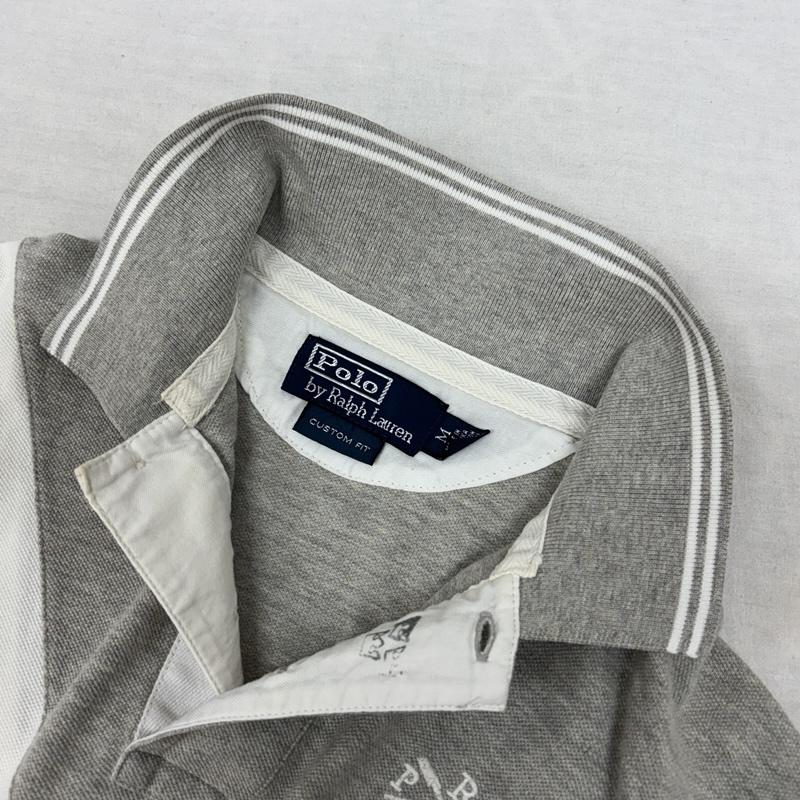 ポロバイラルフローレン Polo by RALPH LAUREN ポロシャツ 半袖 ロゴ 刺繍 鹿の子 ポロシャツ CUSTOM FIT スリランカ製 M 白 / ホワイト / white X 灰 / グレー / gray メンズ USED 古着 中古 50161792