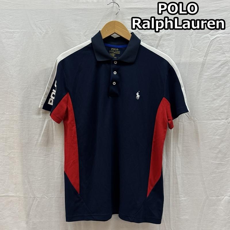 ラルフローレン RALPHLAUREN ポロシャツ 半袖 ポニー刺繍 トリコロール ナイロン ポロシャツ XS 紺 / ネイビー / navy X 白 / ホワイト / white X 赤 / レッド / red メンズ USED 古着 中古 50161793